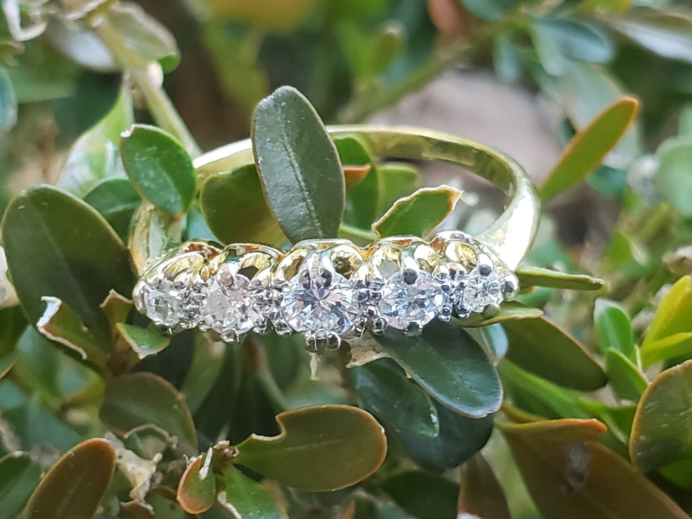 Edwardian and Early Deco Diamond Half Hoop / Art Deco Diamond Band / Old European Cut Diamond Ring / Appraised Ring