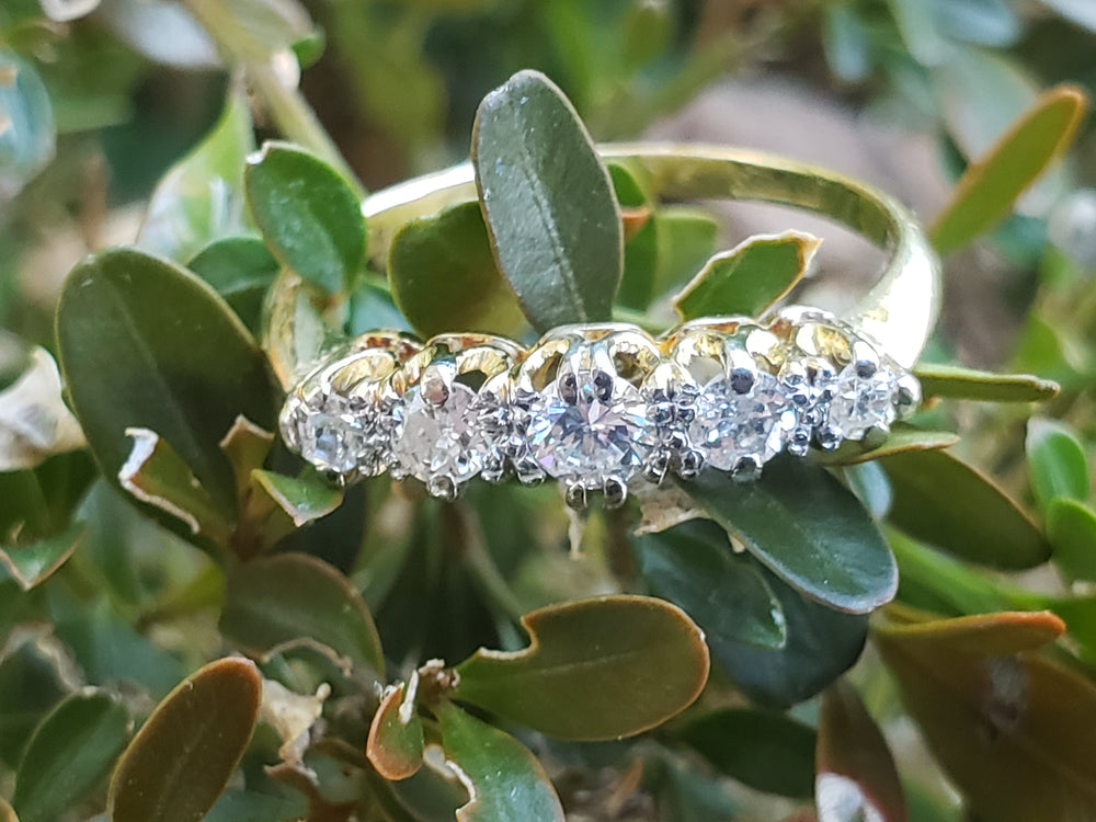 Edwardian and Early Deco Diamond Half Hoop / Art Deco Diamond Band / Old European Cut Diamond Ring / Appraised Ring