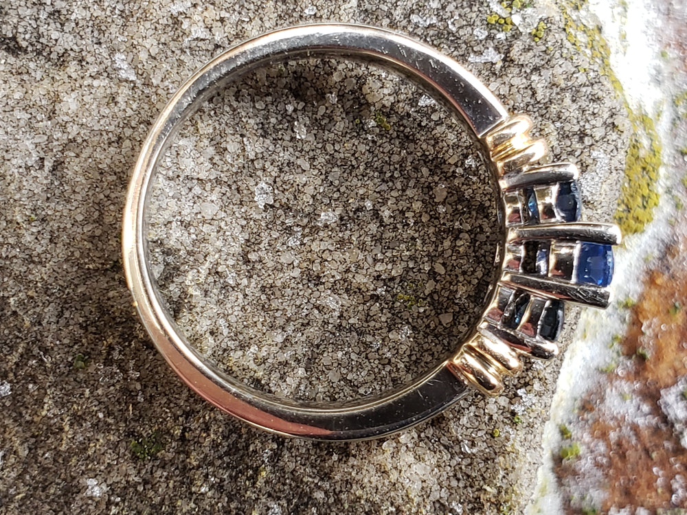 Sapphire Three Stone Ring / Past Present and Future Ring / Appraised Jewelry / September Birthstone