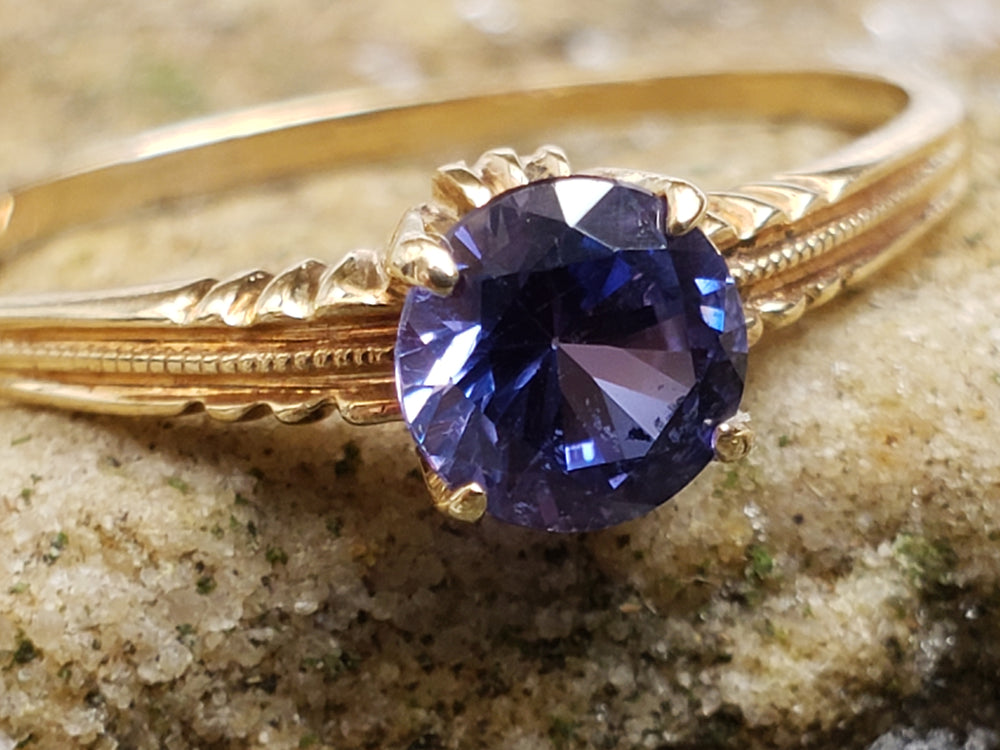 Art Deco Ring / Synthetic Spinel Birthstone Ring / Solitaire Spinel Ring