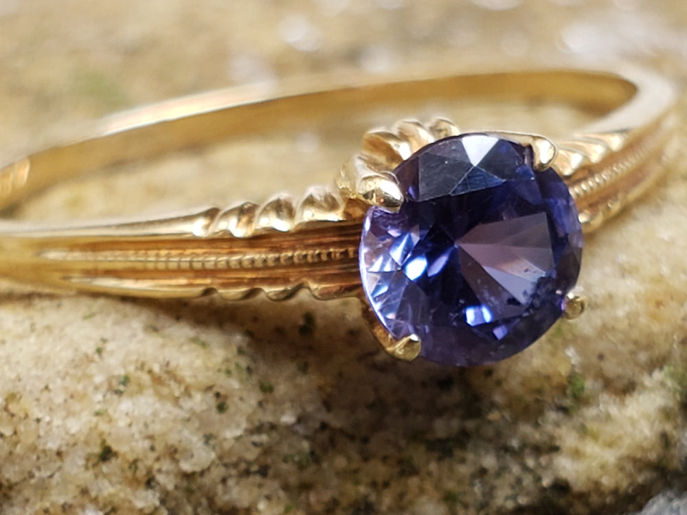 Art Deco Ring / Synthetic Spinel Birthstone Ring / Solitaire Spinel Ring