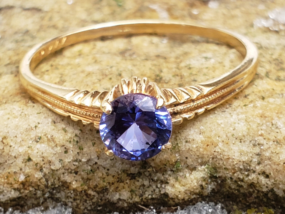 Art Deco Ring / Synthetic Spinel Birthstone Ring / Solitaire Spinel Ring