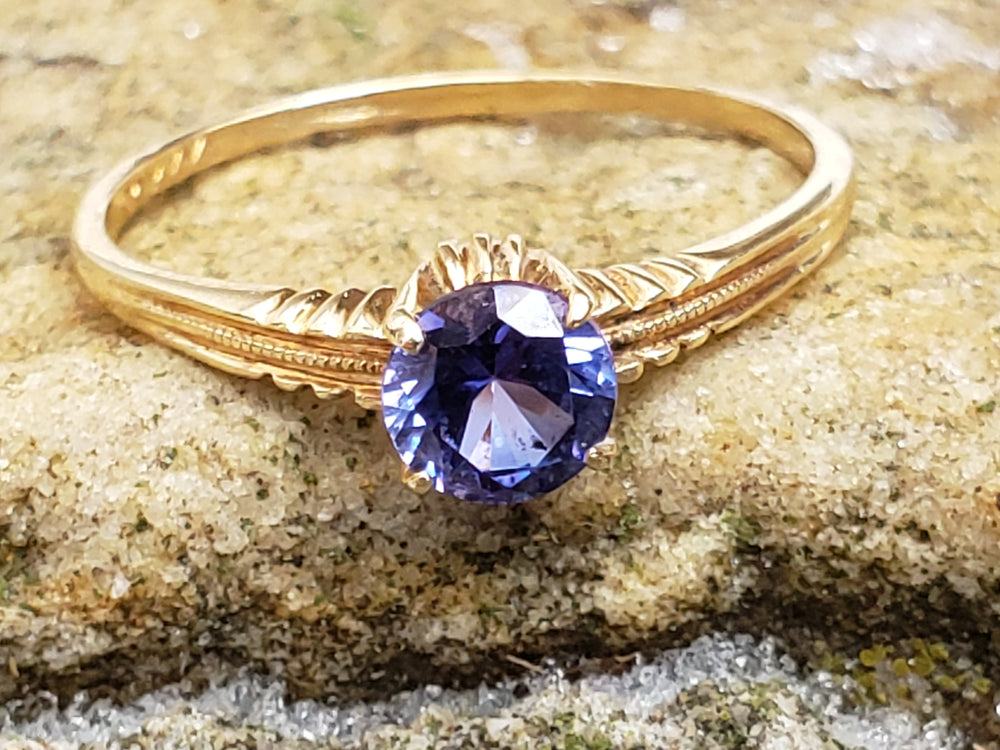 Art Deco Ring / Synthetic Spinel Birthstone Ring / Solitaire Spinel Ring