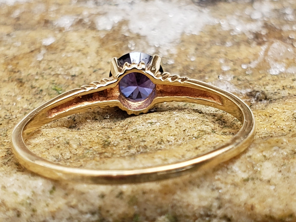 Art Deco Ring / Synthetic Spinel Birthstone Ring / Solitaire Spinel Ring