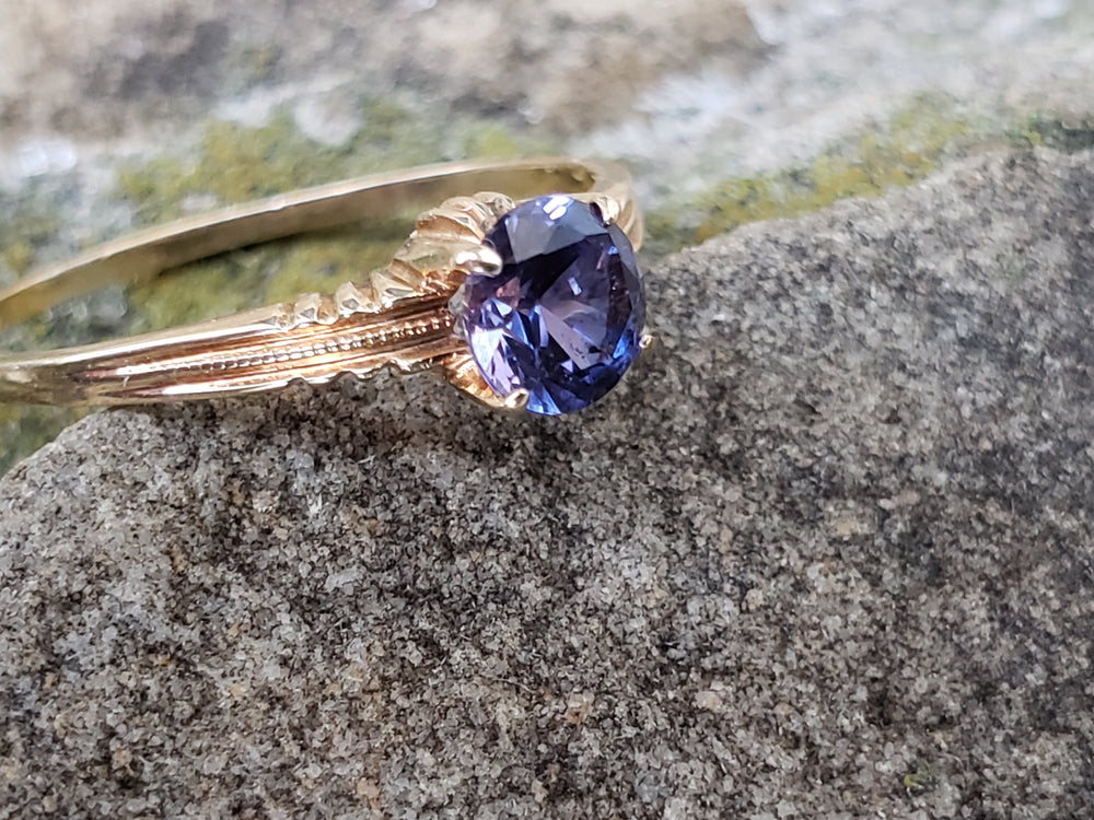 Art Deco Ring / Synthetic Spinel Birthstone Ring / Solitaire Spinel Ring