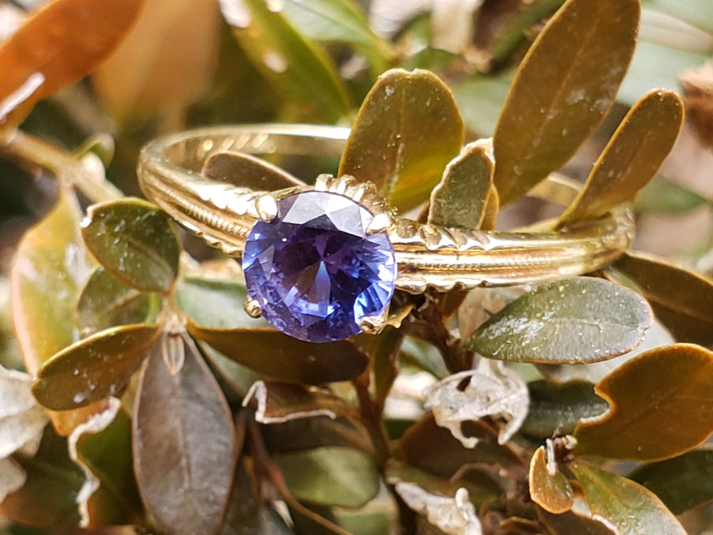 Art Deco Ring / Synthetic Spinel Birthstone Ring / Solitaire Spinel Ring