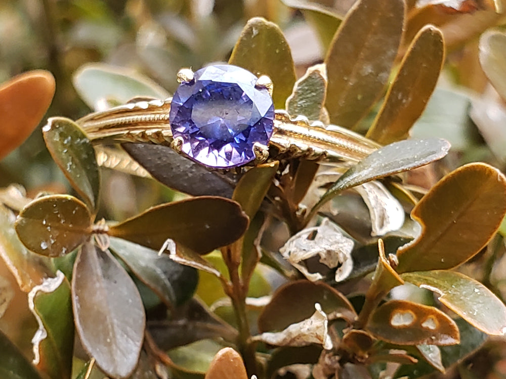 Art Deco Ring / Synthetic Spinel Birthstone Ring / Solitaire Spinel Ring