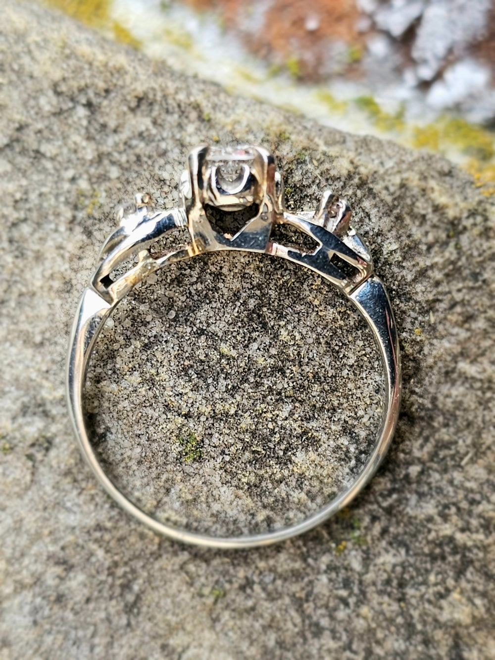 Vintage Engagement Ring / Past Present Future Engagement / Mid Century Engagement Ring