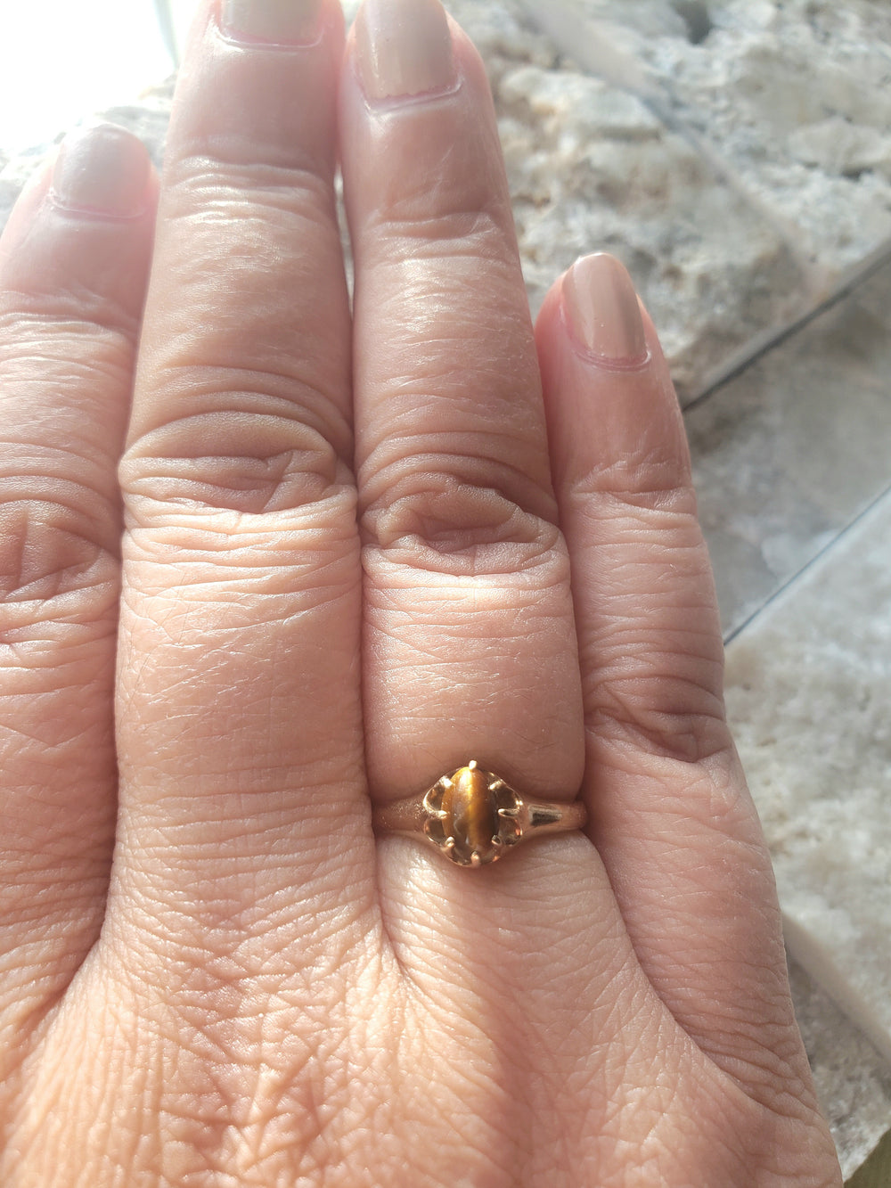 Tiger's Eye Belcher Set Ring / Tiger's Eye Pinky Ring