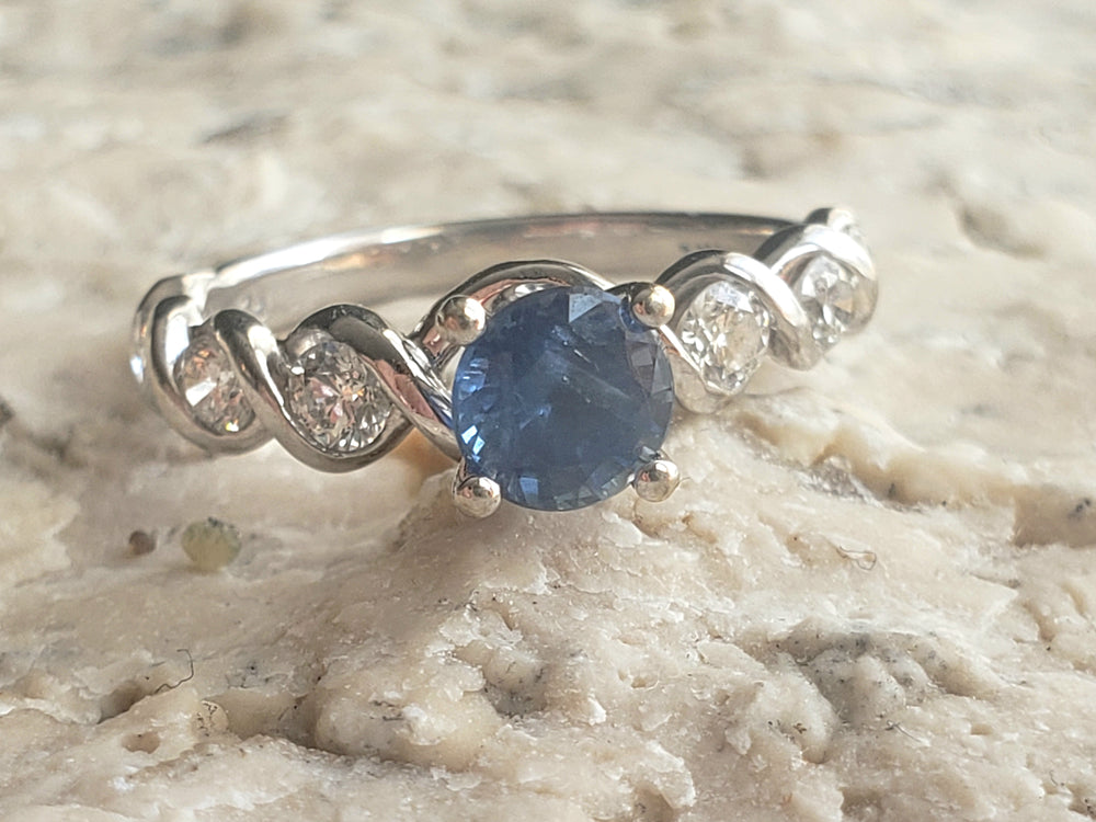 Sapphire and Diamond Engagement Ring / Statement Sapphire Ring