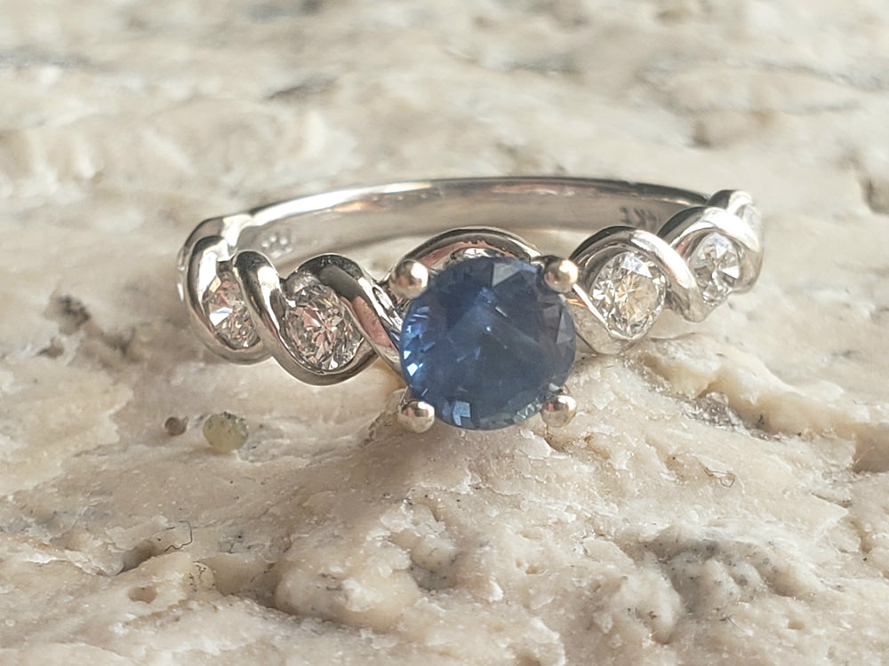 Sapphire and Diamond Engagement Ring / Statement Sapphire Ring