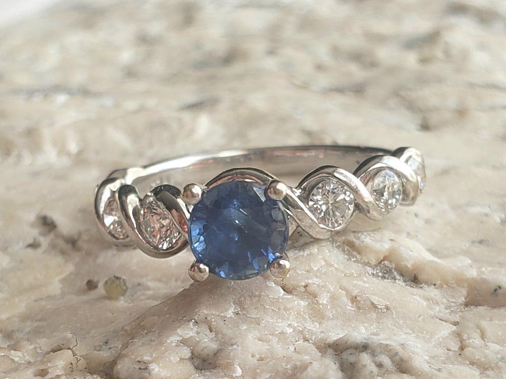 Sapphire and Diamond Engagement Ring / Statement Sapphire Ring
