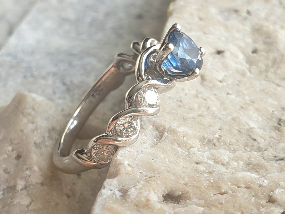 Sapphire and Diamond Engagement Ring / Statement Sapphire Ring