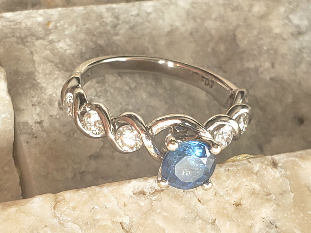 Sapphire and Diamond Engagement Ring / Statement Sapphire Ring