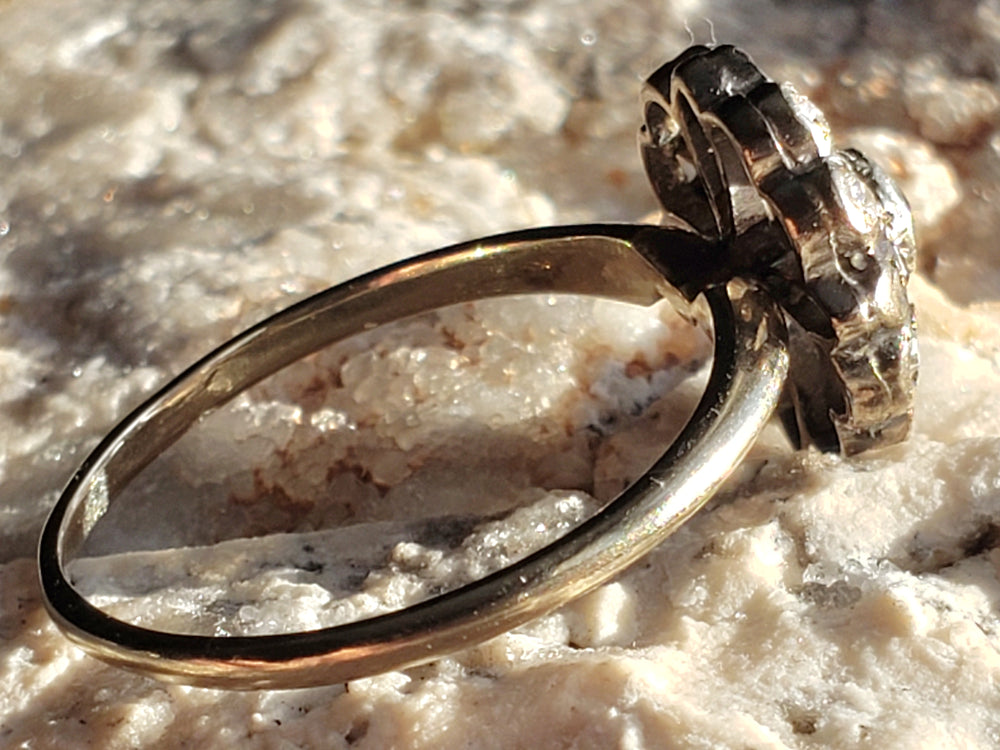 Edwardian Diamond Flower Ring / Antique Diamond Cluster Ring