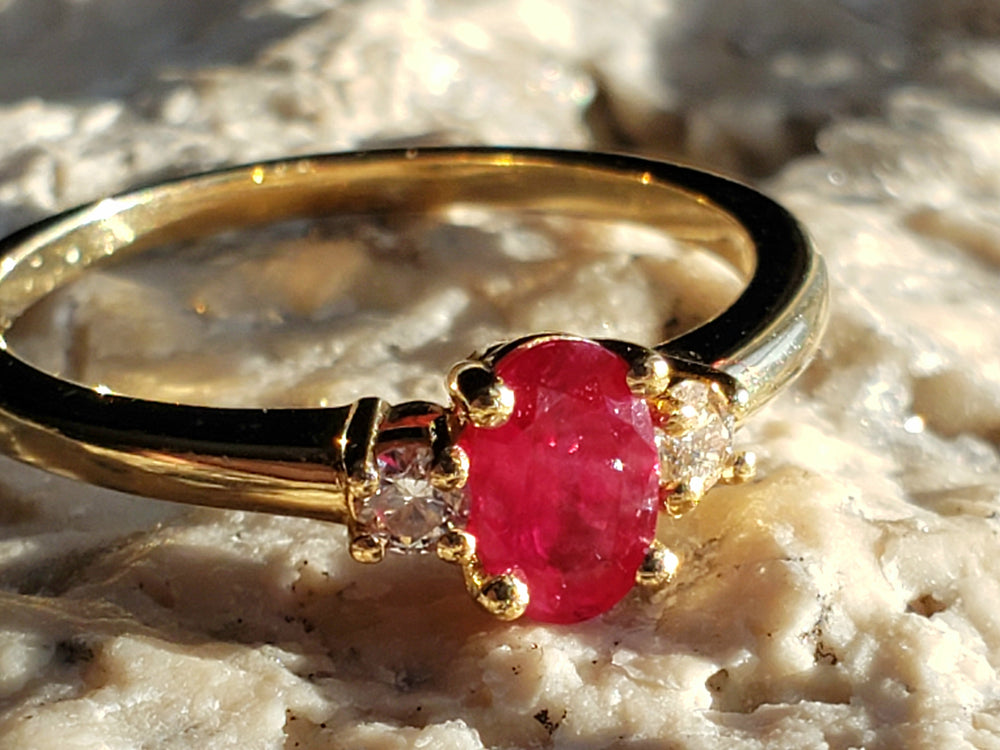 Ruby Engagement Ring / July Birthstone Ring / Ruby and Diamond Ring