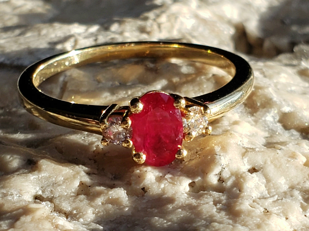 Ruby Engagement Ring / July Birthstone Ring / Ruby and Diamond Ring