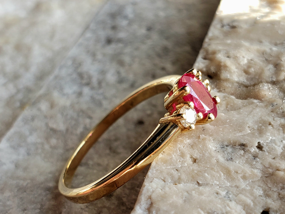 Ruby Engagement Ring / July Birthstone Ring / Ruby and Diamond Ring