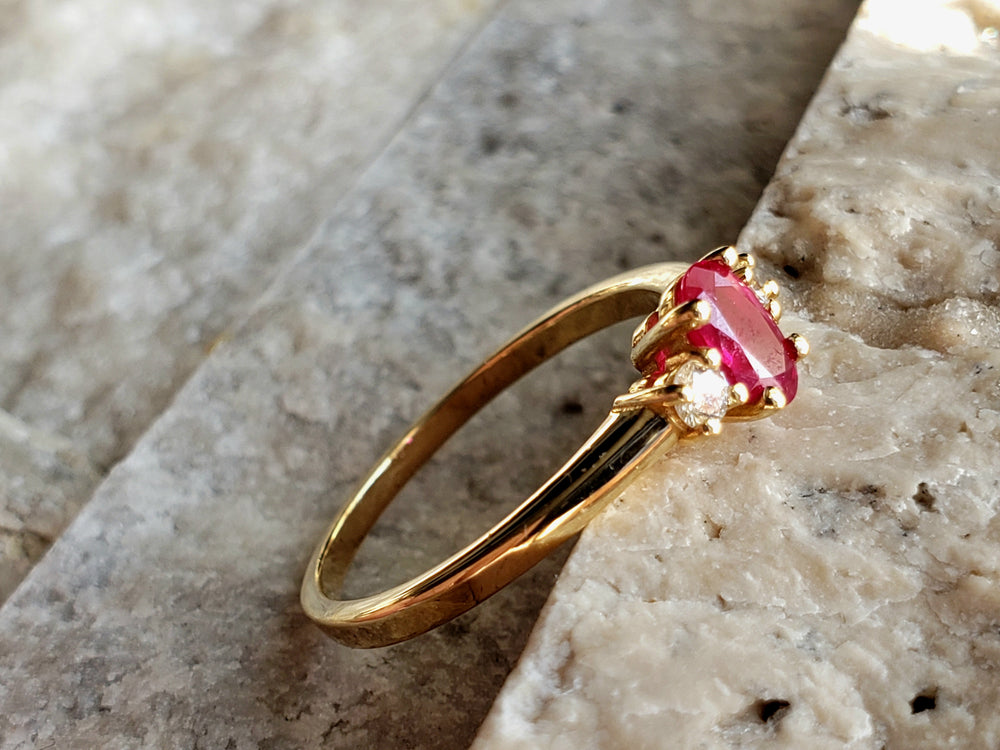 Ruby Engagement Ring / July Birthstone Ring / Ruby and Diamond Ring