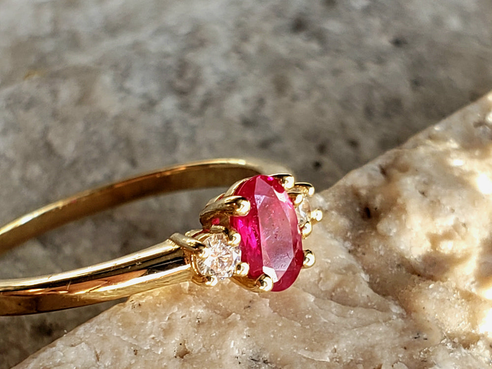 Ruby Engagement Ring / July Birthstone Ring / Ruby and Diamond Ring