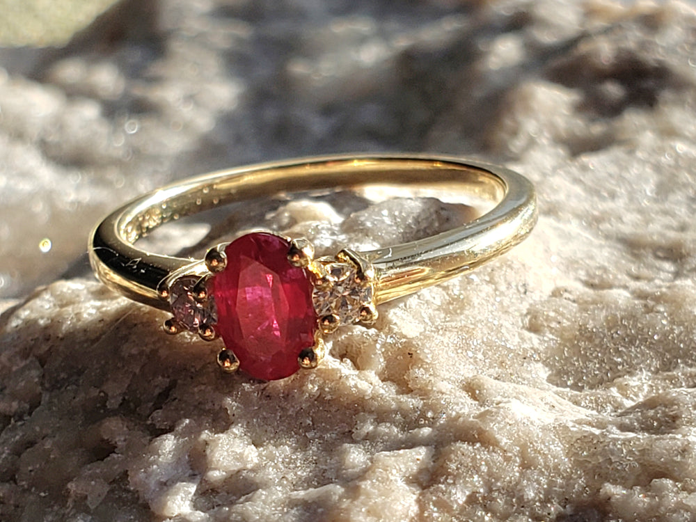 Ruby Engagement Ring / July Birthstone Ring / Ruby and Diamond Ring