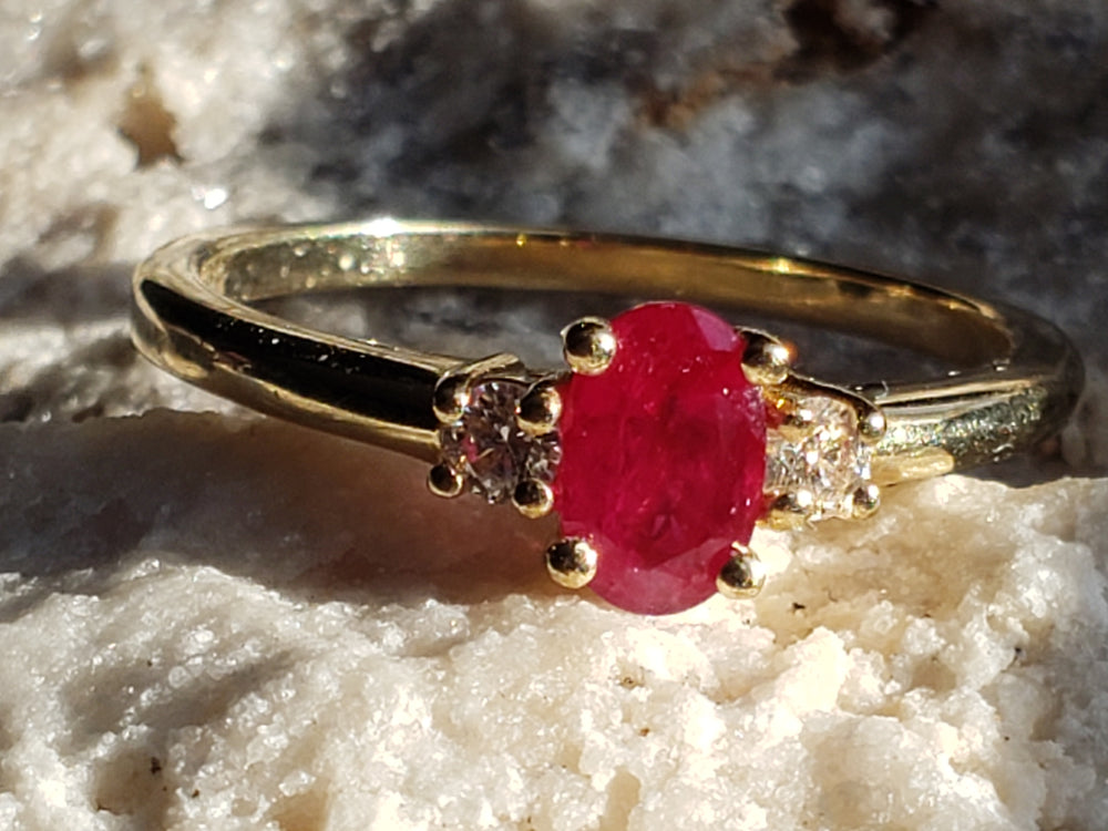 Ruby Engagement Ring / July Birthstone Ring / Ruby and Diamond Ring