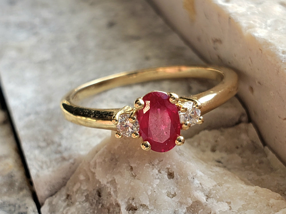 Ruby Engagement Ring / July Birthstone Ring / Ruby and Diamond Ring