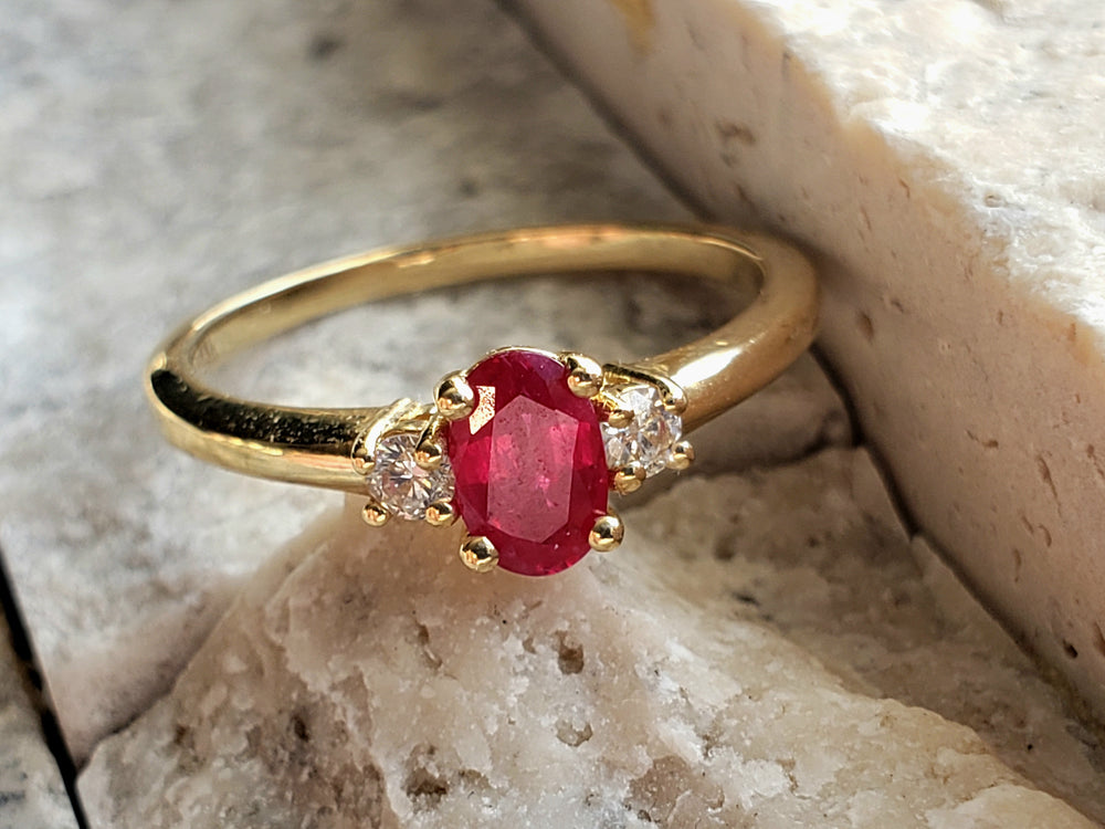 Ruby Engagement Ring / July Birthstone Ring / Ruby and Diamond Ring