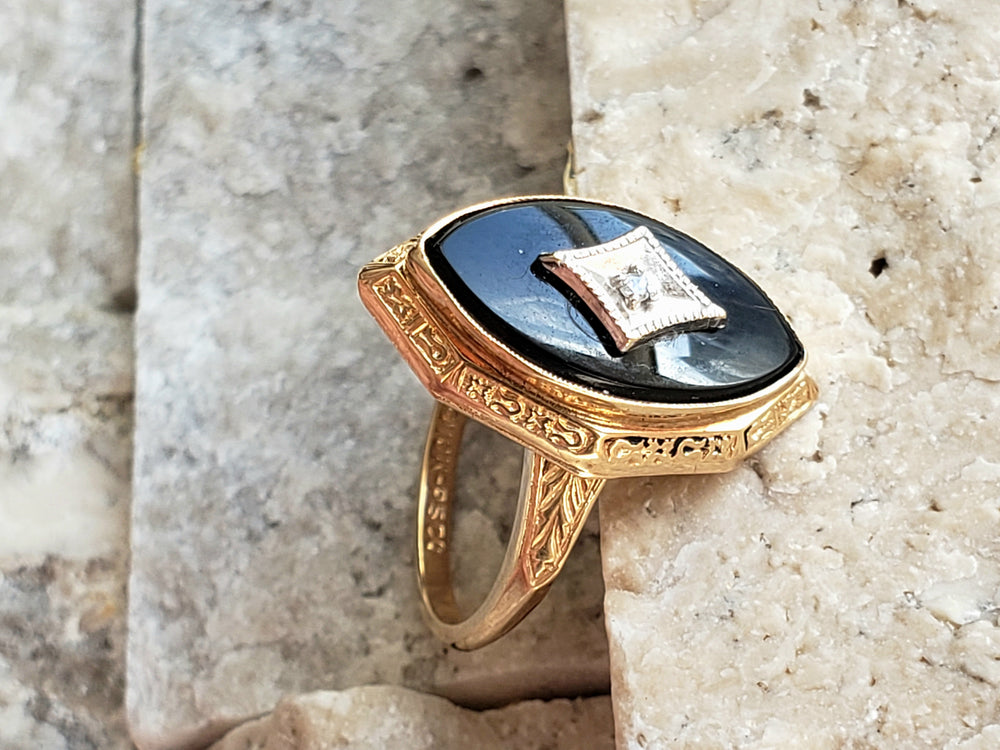 Onyx and Diamond Ring / Onyx Pinky Ring