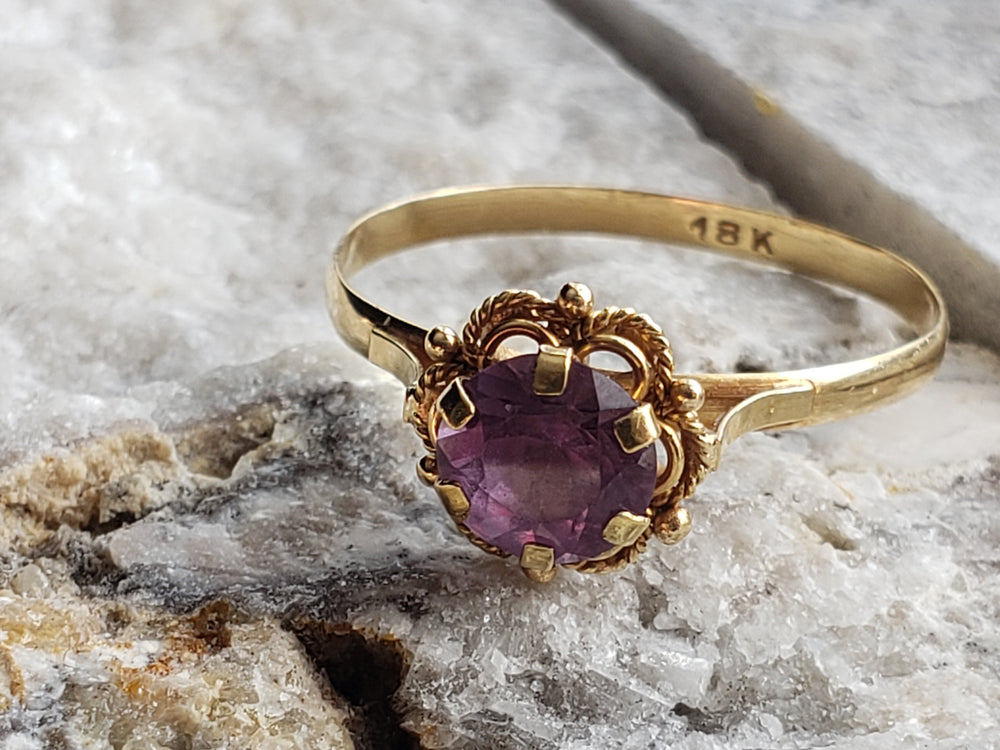 Synthetic Spinel Birthstone Ring / Solitaire Spinel Ring