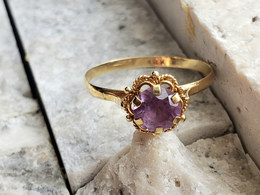 Synthetic Spinel Birthstone Ring / Solitaire Spinel Ring