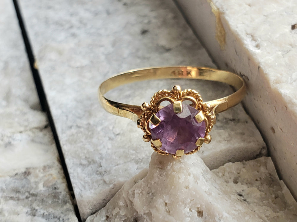 Synthetic Spinel Birthstone Ring / Solitaire Spinel Ring