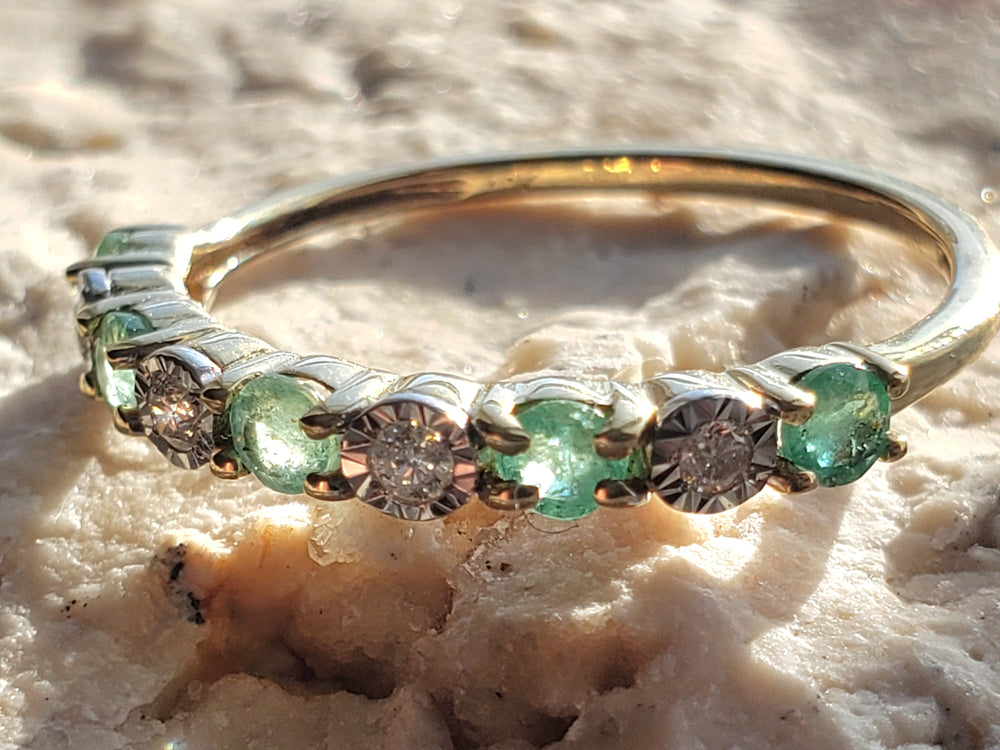 Emerald and Diamond Band / May Birthstone / Anniversary Band