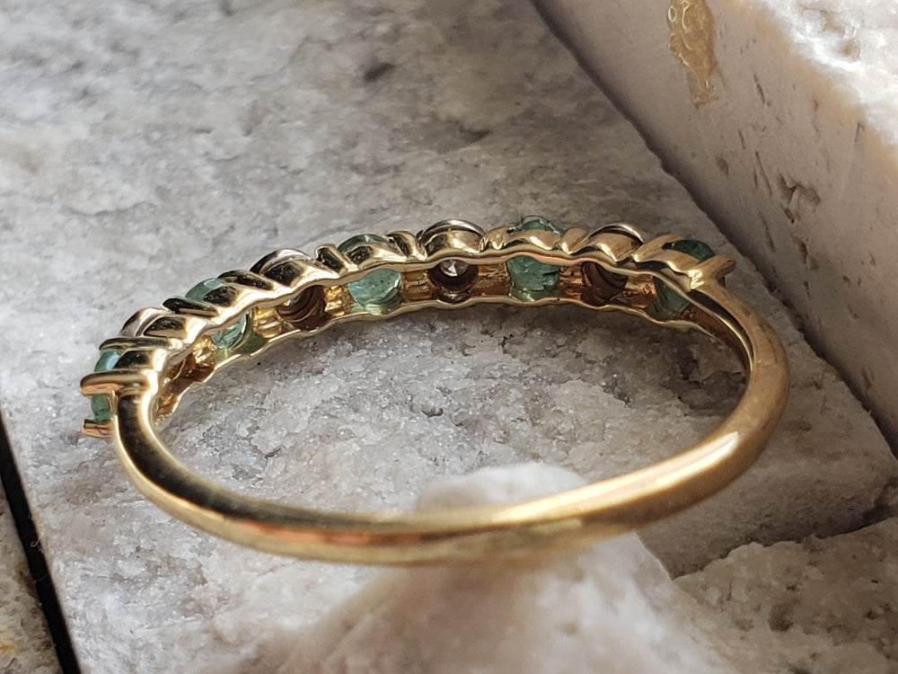 Emerald and Diamond Band / May Birthstone / Anniversary Band