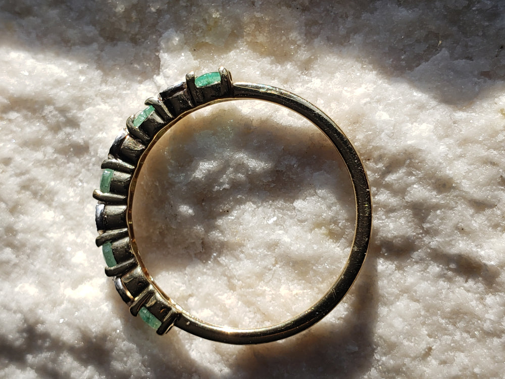 Emerald and Diamond Band / May Birthstone / Anniversary Band