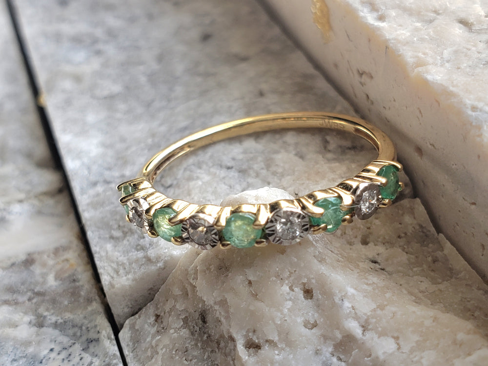 Emerald and Diamond Band / May Birthstone / Anniversary Band