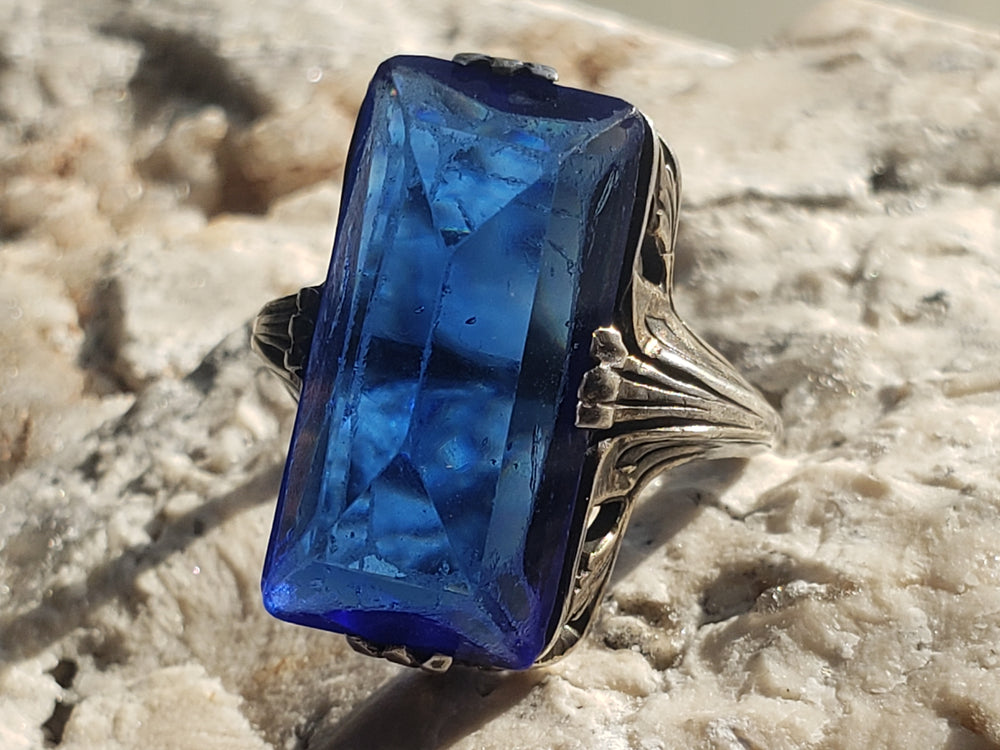 Art Nouveau Sterling Silver Ring / Statement Cocktail Ring