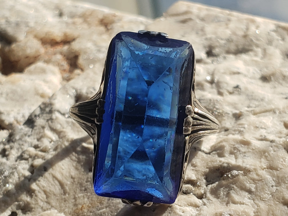 Art Nouveau Sterling Silver Ring / Statement Cocktail Ring