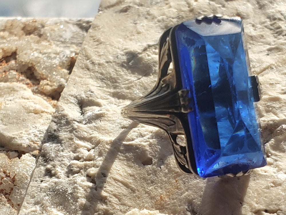 Art Nouveau Sterling Silver Ring / Statement Cocktail Ring