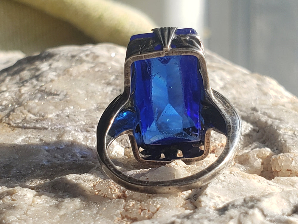 Art Nouveau Sterling Silver Ring / Statement Cocktail Ring