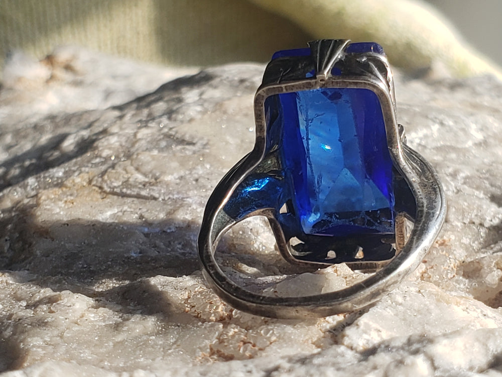 Art Nouveau Sterling Silver Ring / Statement Cocktail Ring