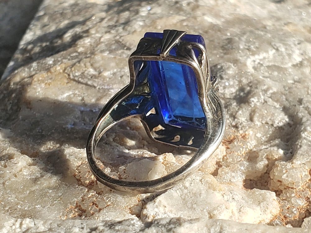 Art Nouveau Sterling Silver Ring / Statement Cocktail Ring