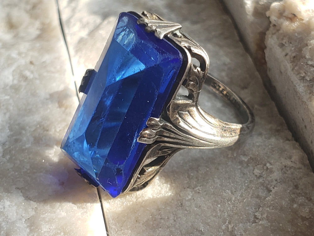 Art Nouveau Sterling Silver Ring / Statement Cocktail Ring