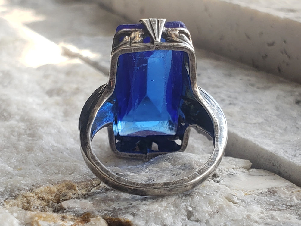 Art Nouveau Sterling Silver Ring / Statement Cocktail Ring