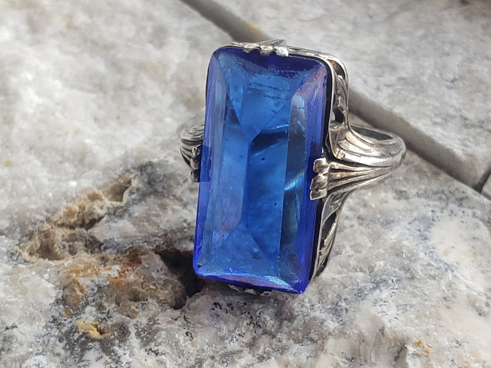 Art Nouveau Sterling Silver Ring / Statement Cocktail Ring