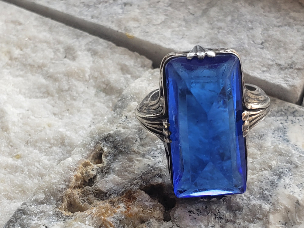 Art Nouveau Sterling Silver Ring / Statement Cocktail Ring