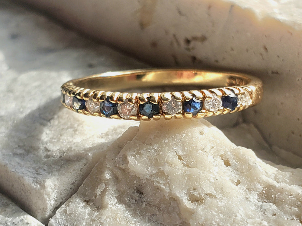 Sapphire and Diamond Band / Half Eternity Band / Anniversary Ring