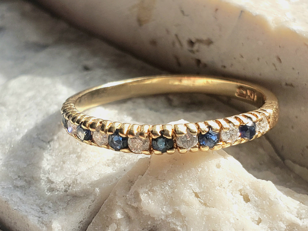 Sapphire and Diamond Band / Half Eternity Band / Anniversary Ring