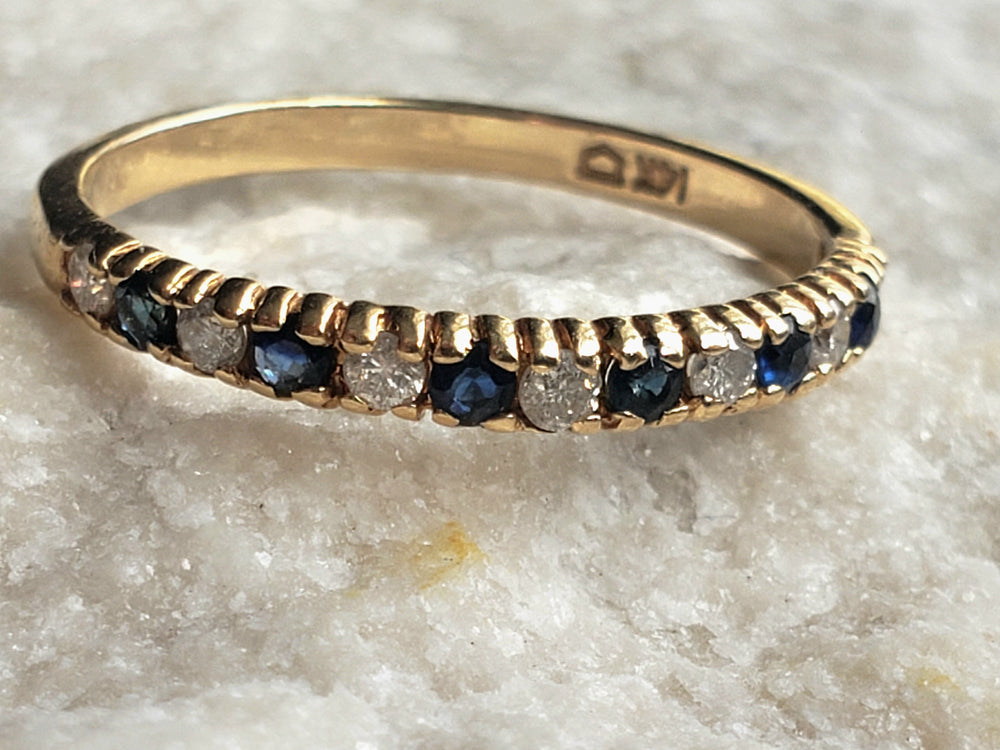 Sapphire and Diamond Band / Half Eternity Band / Anniversary Ring