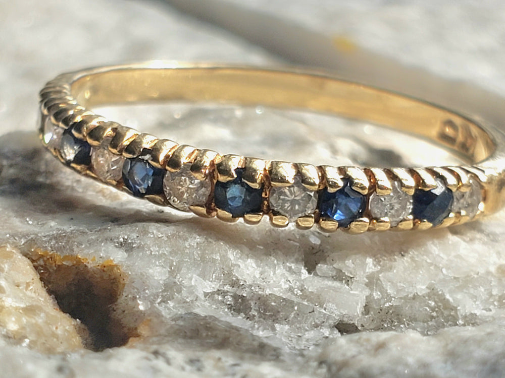 Sapphire and Diamond Band / Half Eternity Band / Anniversary Ring